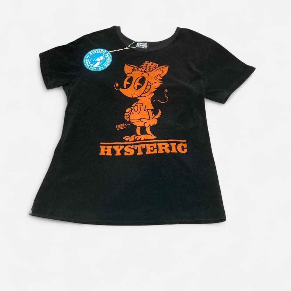 🔥 RARE Hysteric Glamour Joey Hysteric Terry Cloth  black and orange cotton tee